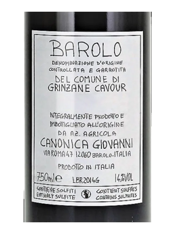 Giovanni Canonica Barolo del Comune di Grinzane Cavour